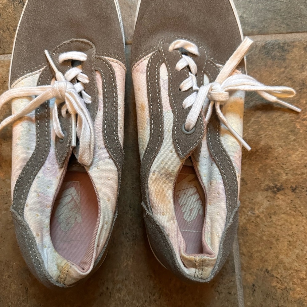 Vans Women’s Low-Top Suede and Canvas Sneakers in Taupe/Pastel